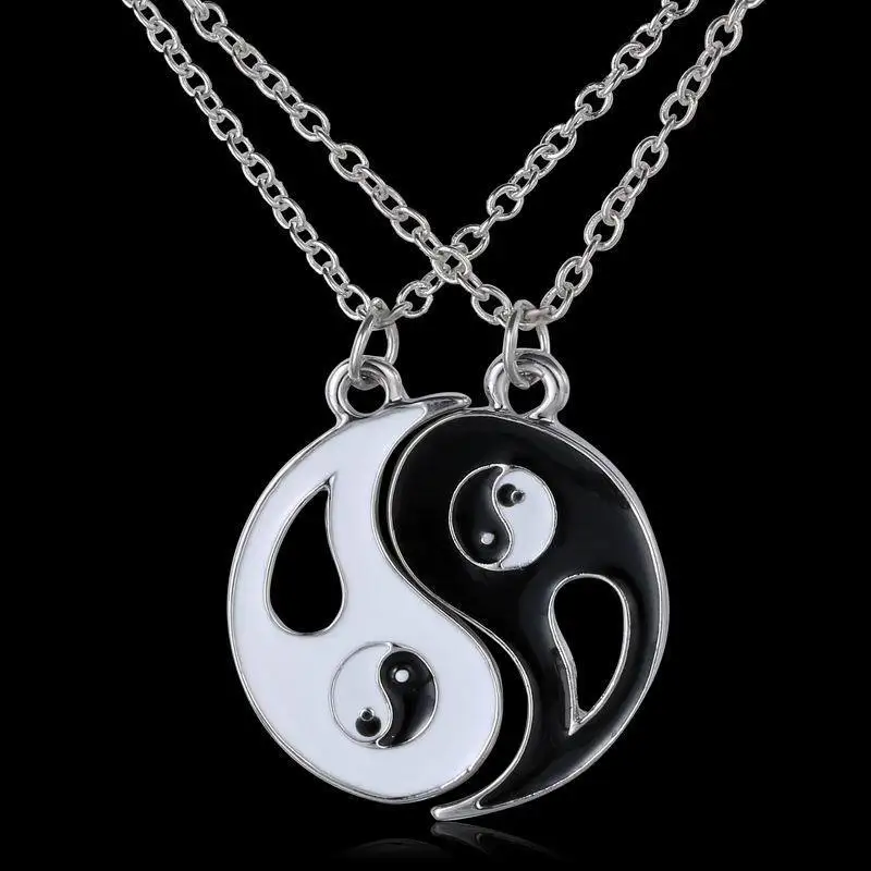 Bespmosp 2 шт. лучшие друзья ключ замок Пазл сердце BFF Yin Yang белый черный кулон ожерелье