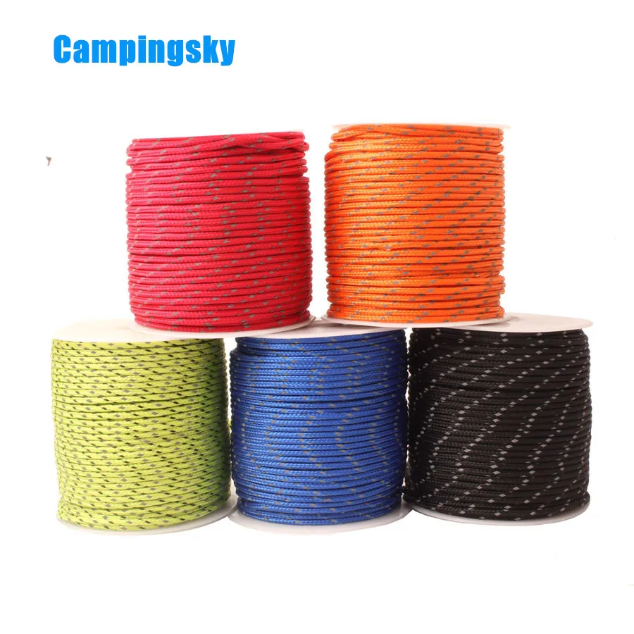 CAMPING SKY Paracord 2mm Reflective Paracord 3 Strand Core Outdoor Camping  Rope Parachute Cord Lanyard Tent Multifunction Corda