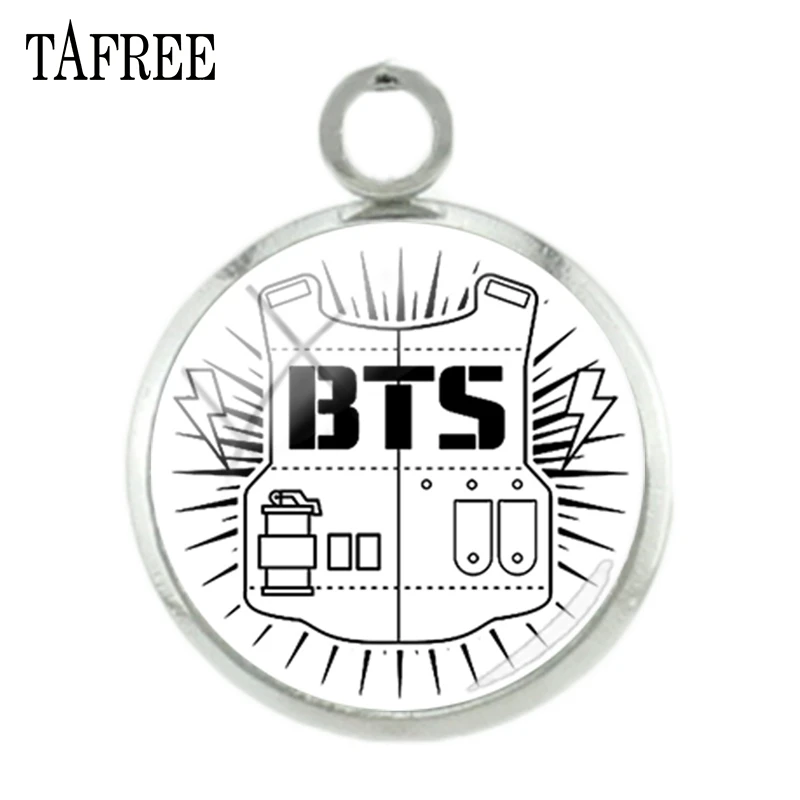 TAFREE Hot Kpop BTS Charms Accessories DIY Glass Cabochon Pendant 12mm