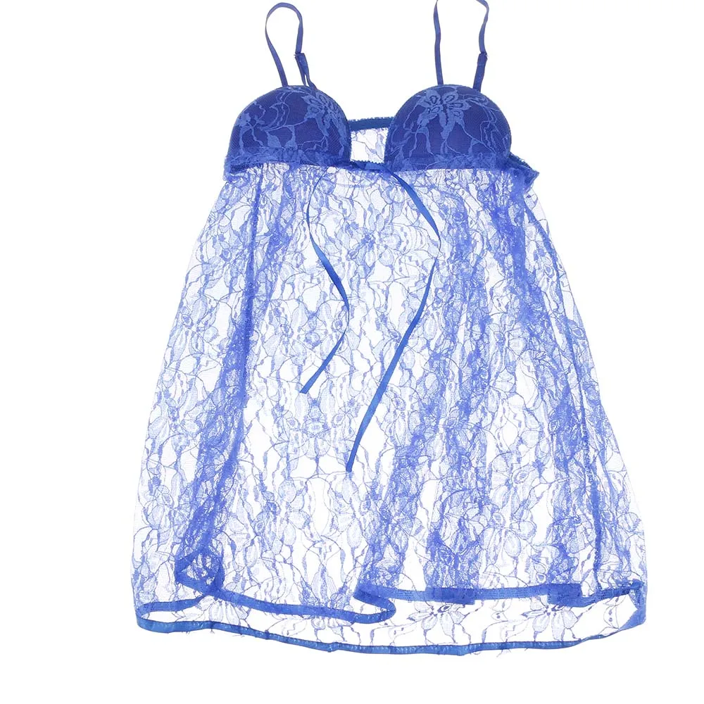 Леди Hollowed комплект нижнего белья Кружево платье Ночное Нижнее Бельё для девочек пижамы + G строка
