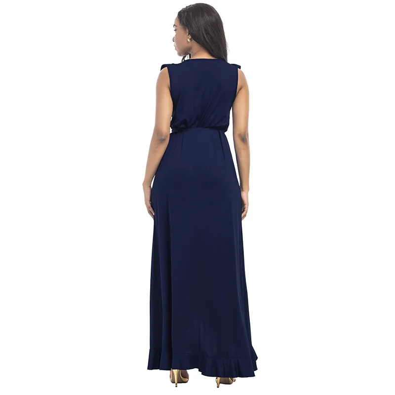 ShejoinSheenjoy Sexy Deep V-Neck Ruffles Women Long Dress Waist Drawstring Split Sleeveless Summer Dress Plus Size Maxi Dresses (10)