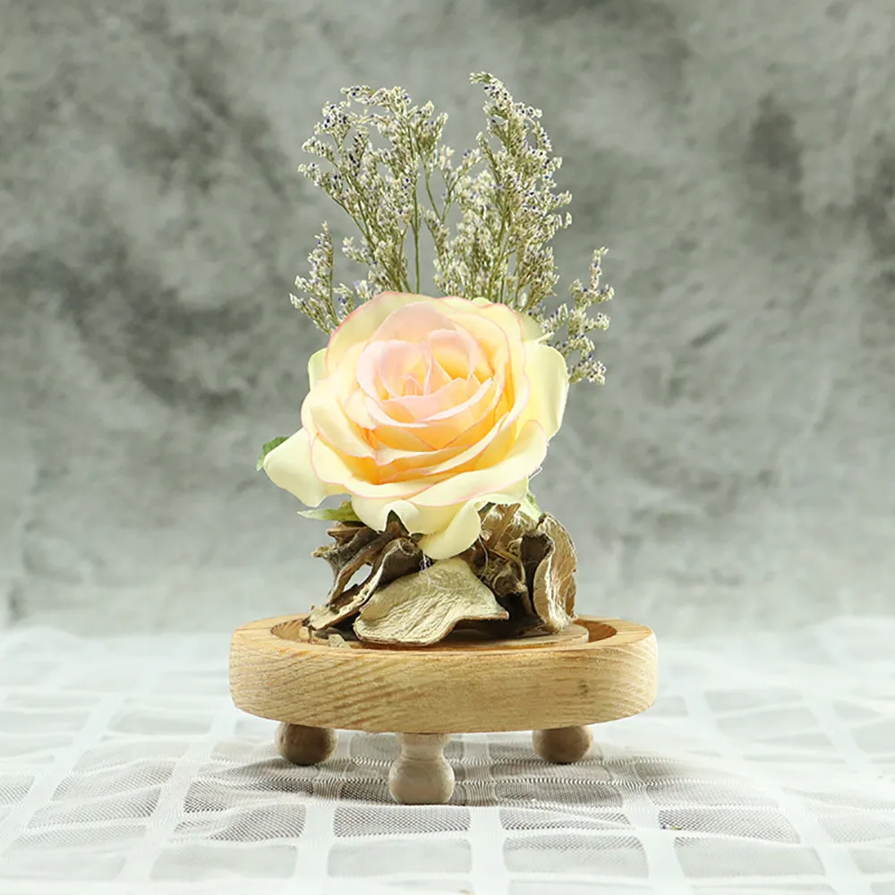 Романтический бессмертный цветок микро пейзаж Роза моделирование стекло тени светодиодный сигнал фермерский дом Декор Искусственные цветы
