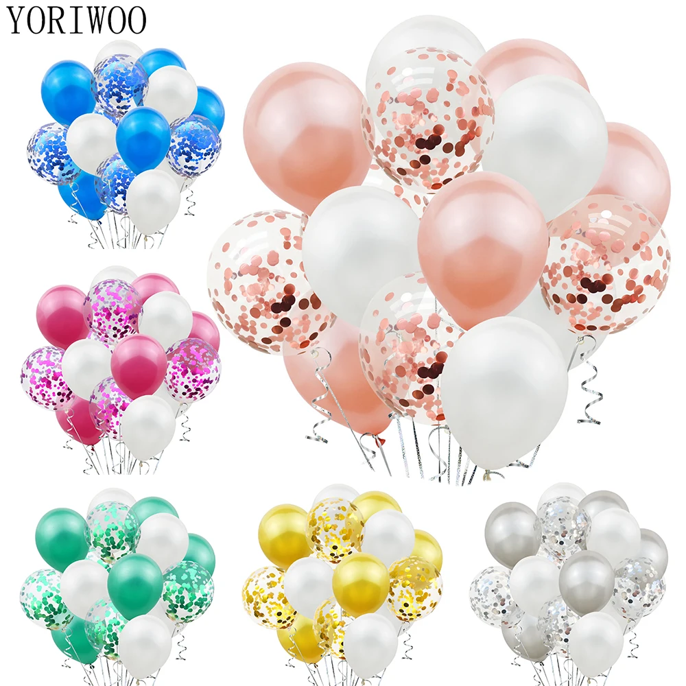 YORIWOO 15 шт. Baloons шары на день рождения латексные с конфетти свадебное украшение