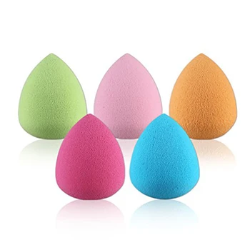 

5 Pcs Mini Water Drop Shape Beauty Makeup Foundation Puff Sponges Smooth Powder Puff Holder (Green, Pink, Yellow, Red, Blue) Col