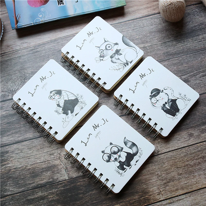 A7 Cute little animal notebook Hard surface iron ring hand holding portable notepad Student notebook