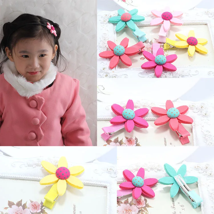 

New Children's Hair Accessories Sun Flower Hairpin Baby Girls Dot Tiara Princess Hair Clips For Children Acessorio De Cabelo T