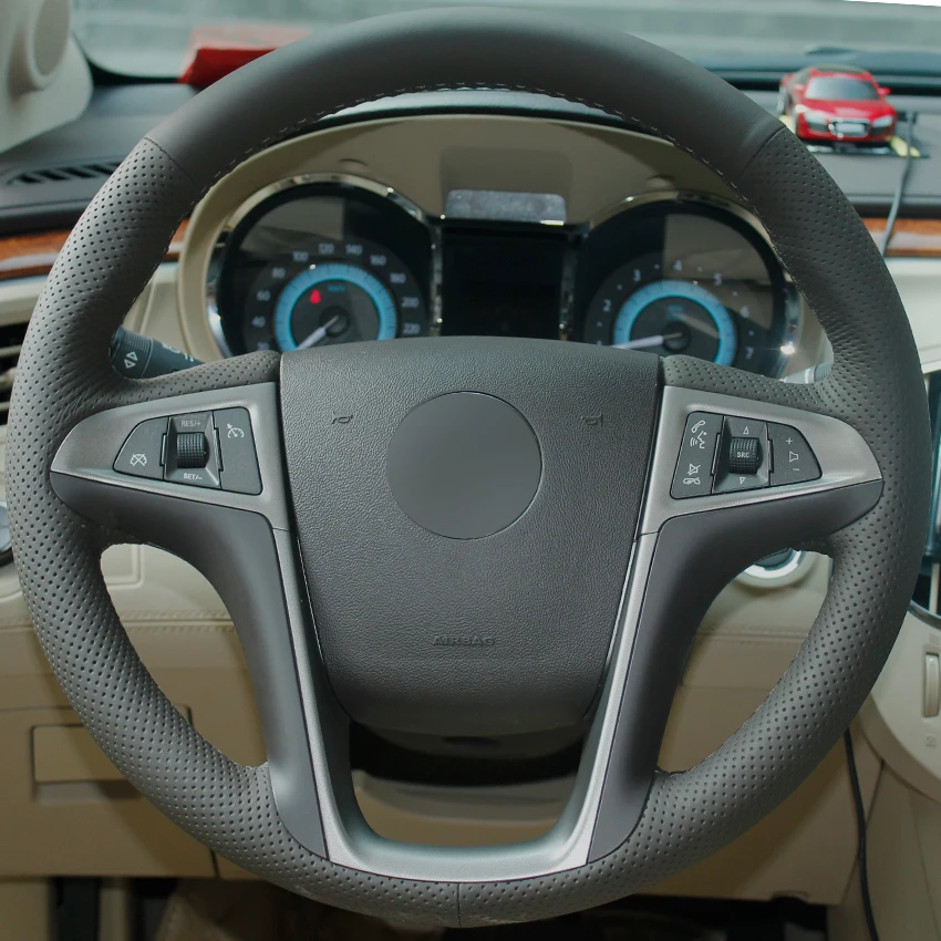 Dark Gray Natural Leather Car Steering Wheel Cover for Buick Lacrosse