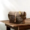 New retro Messenger bag casual canvas waterproof shoulder bag men's simple shoulder bag cross section oil wax men's bag ► Photo 2/6