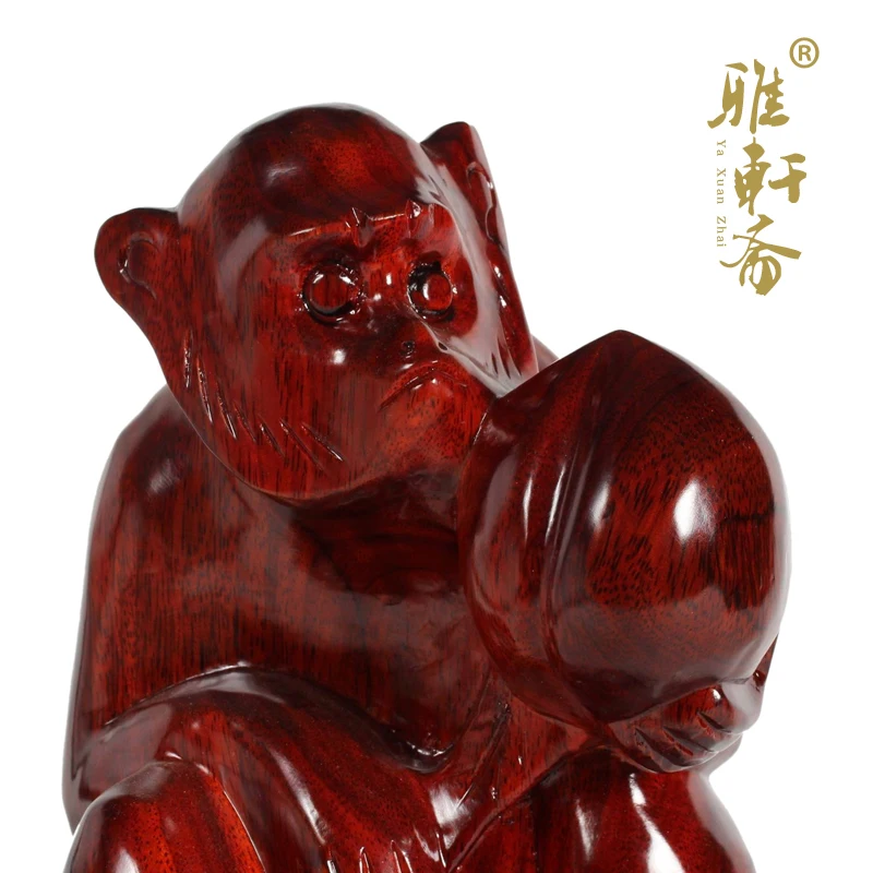 T Зодиак обезьяна подарок на день рождения красное дерево для рукоделия обезьяны предложение персикового дерева обезьяна домашнего интерьера фэн шуй украшения