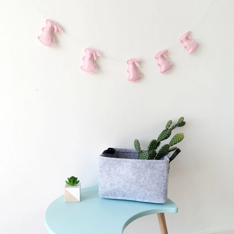 Nuevos Nordic de la habitación de bebé lindo conejo de fieltro cadena tirando bandera niños habitación pared Decoración Accesorios de fotografía