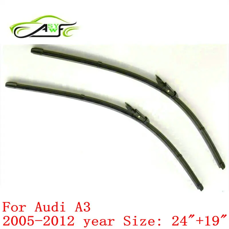 Free shipping car wiper for Audi A3 (2005 2012), 24"+19" natural rubber