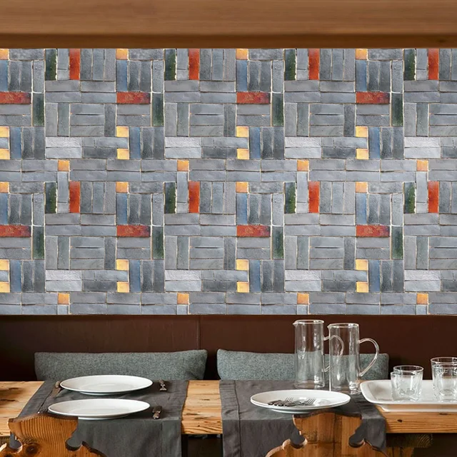 3D Muur Papier Vintage Rustieke Kleuren Baksteen Behang Roll ... 3D Muur Papier Vintage Rustieke Kleuren Baksteen Behang Roll ...