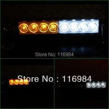 

8-LED Emergency Vehicle Warning Strobe Flash Light 4-LED Yellow & 4-LED White