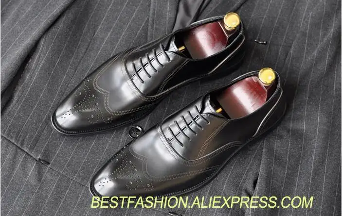

Brogue shoes men genuine leather sewing carved groom wedding derby shoes smart casual oxfords handmade dress mans brogues