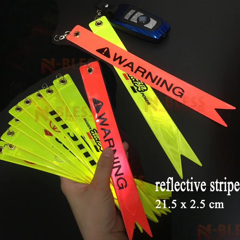 

New Fashion Safety Mark Warning Tape Key Chain for Motorcycles and Cars Gifts Tag Embroidery Key Holder Reflective Strips