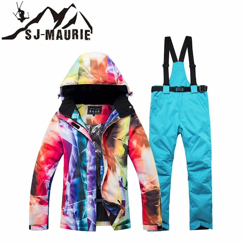 Женские ветрозащитные комплекты для сноубординга, зимние спортивные утепленные лыжные куртки+ штаны, Водонепроницаемая спортивная одежда, горное пальто