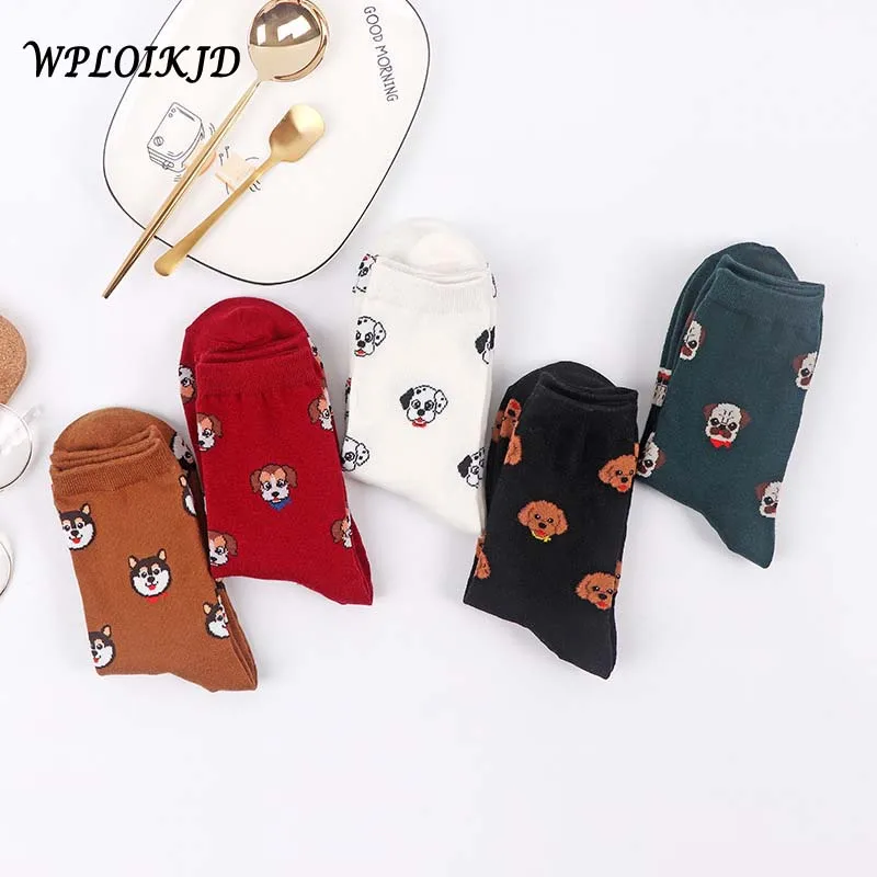 

Fashion Autumn/Winter Animal Cartoon Dog Women Socks Lovely Japanese Cotton Creative Art Funny Socks Happy Breathable Sox
