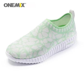 

ONEMIX Women's Sport Shoes Lightweight Breathable Mesh Walking Outdoor Running Sneaker Woman Trainers Casual Sports Shoes Green