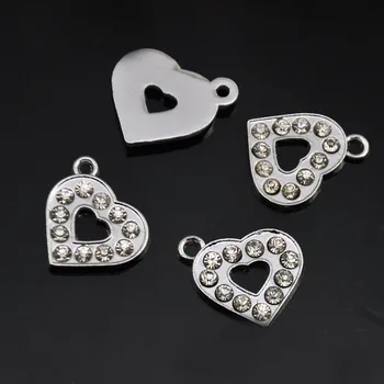 

30pcs Full Rhinestone Hollow Heart Hang Charms Fit Pet Dog Cat Collar Tags Wristband Belts Phone Strips