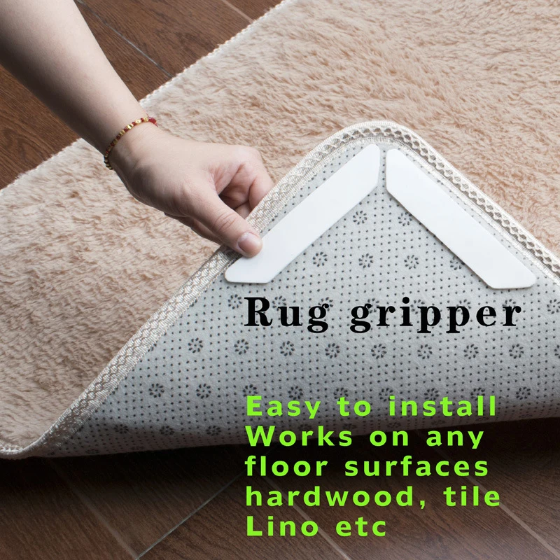 8pcs/pack Rug Carpet Mat Gripper Washable Anti Slip Silicone Grip