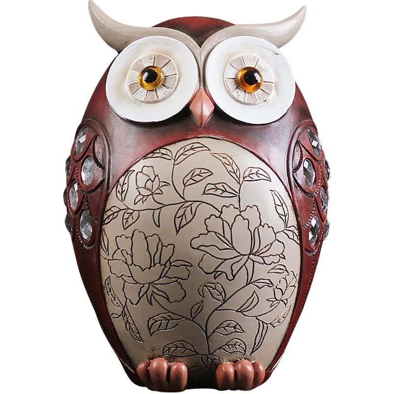 2pcs Creative Owl Ornaments Figurines Miniatures Resin Decoration Crafts Wedding Gift Desktop Home Accessories Modern | Дом и сад