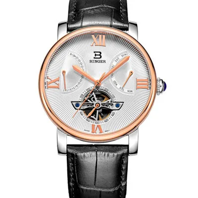 Швейцарские часы мужские роскошные брендовые наручные часы Бингер автоматические самовзводные дайвер водонепроницаемые часы с кожаным ремешком BG-0408-2 - Цвет ремешка: Item 2