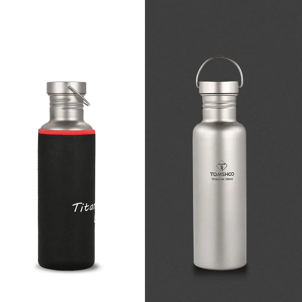 

TOMSHOO Ultralight 550ml/750ml Titanium Water Bottle with Plastic Lid for Outdoor Camping Hiking Cycling Running Sport Kettle
