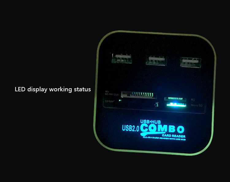 NEO Star 3 Порты и разъёмы USB 2.0 концентратор Card Reader для SD/TF/MMC/M2/MS/ МП все в одном Combo сплиттер для Тетрадь портативных ПК светодиод высокой
