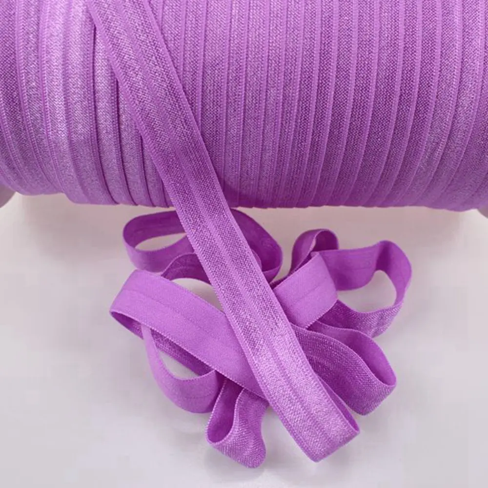 

5/8" inch solid FOE A5229 Lilac Fold Over Elastic Shiny for elastic Headbands Hair Ties 50yards and 100yards a lot
