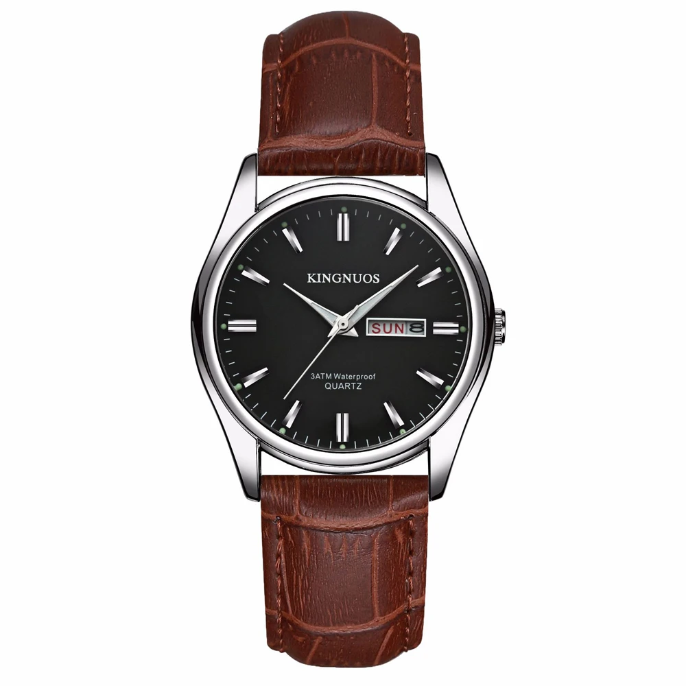 KINGNUOS Fashion Luxury Quartz Wristwatch Genuine Leather