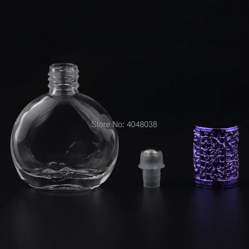 20 pcslot Cosmetic Cream Jar Transparent Glass Empty Essential Oil Refillable Bottle Steel Roller Ball 13 ML Emulsion Bottles (5)