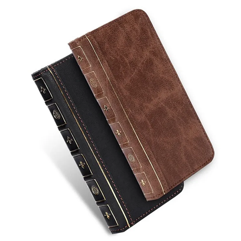 

(1PC) retro book Phone Cases For iPhone XS MAX XR X Case capa flip wallet card slots stand funda TPU soft cover inside