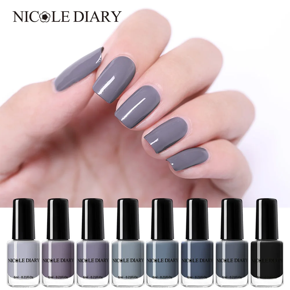 NICOLE DIARY 6 мл Отшелушивающий лак для ногтей серая красная серия цветной на водной