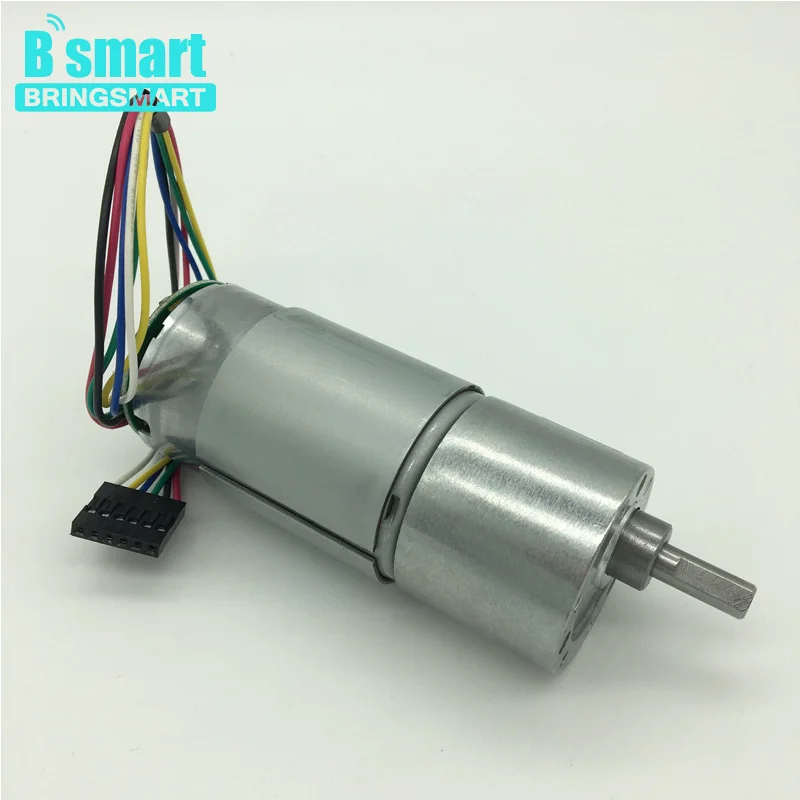 

Bringsmart JGB37-540B Motor Encoder 12V DC Gear Motor High Torque Mini Encoder Disk Metal Gearbox Speed Control Motor CW CCW