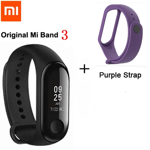 Xiaomi mi Band 2/mi band 3 с oled-дисплеем сенсорной панелью смарт-Пульс фитнес-bluetooth-браслет - Цвет: Add Purple Strap