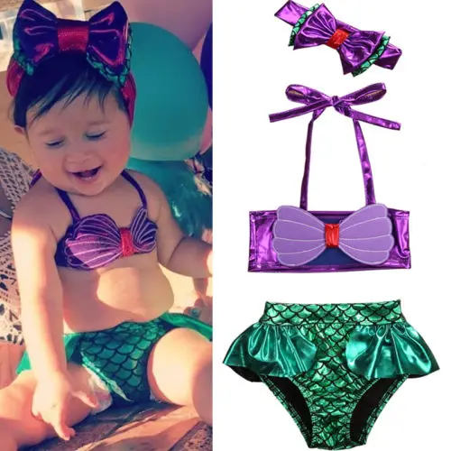 

Toddler Mermaid Bikini Set Baby Girls Kids Tankini Mermaid Summer Beach Swimwear Swimsuit Bikini 3Pcs Set