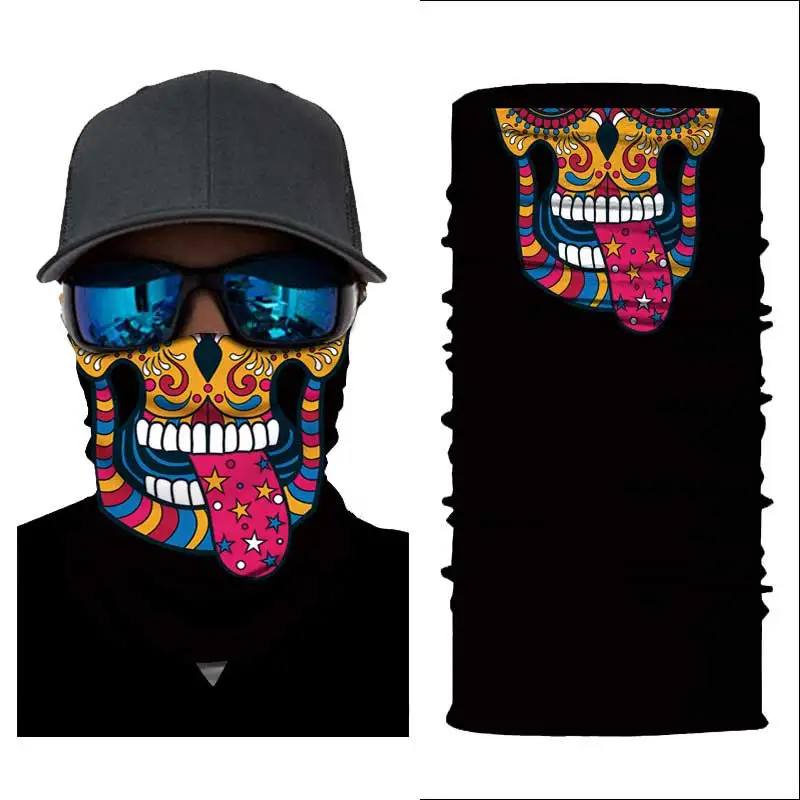 

Skull Face Shield Balaclava Militar Snowboard Mask Headwear Bandana Summer Neck Gaiter Bicycle Ski Skull Half Face Mask Ghost S