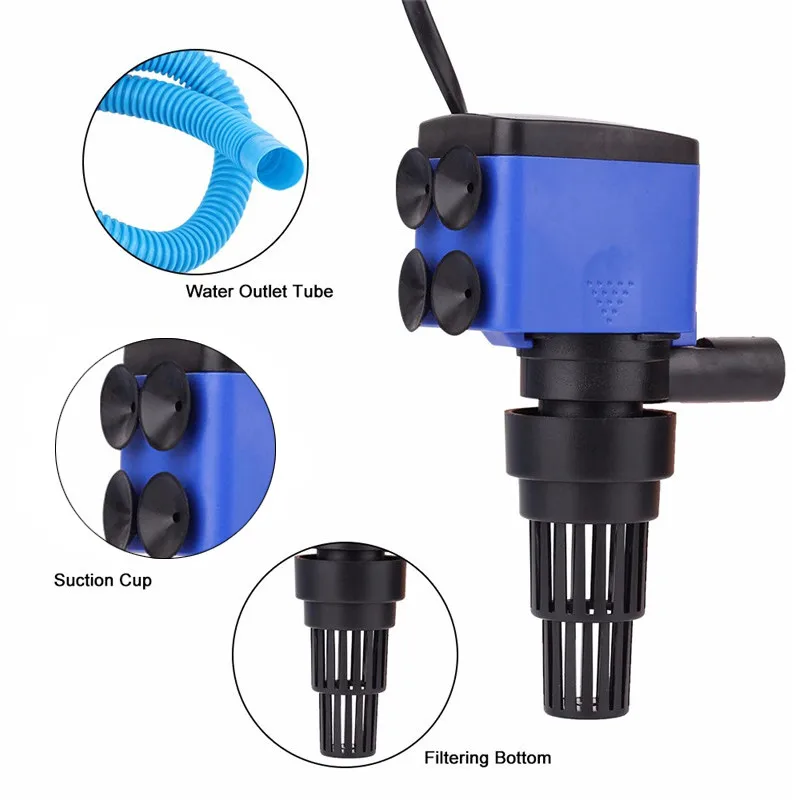 3-in-1 Aquarium Fish Tank Filter Air Pump Water Circulating Water Spray Pond Submersible Purifier Filter Tube 8 15 20 25 35W02