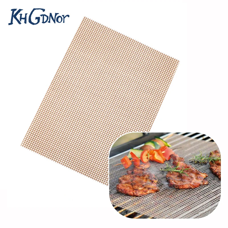 

KHGNDOR Nonstick Rectangle Round BBQ Mat Teflon High Temperature Mesh Baking Barbecue Sheet BBQ Grilling Mats