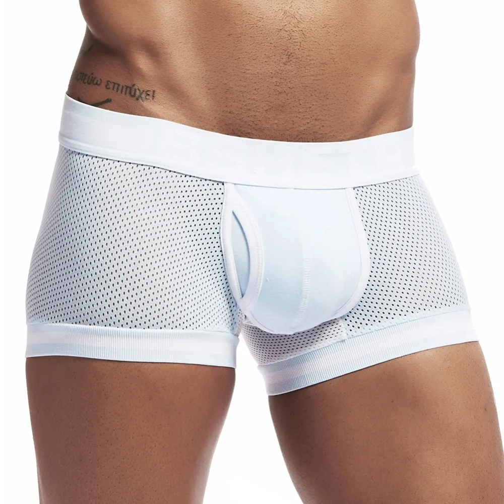 

New Fashion men underwear BSHETR Brand 2018 male Mesh boxers shorts Sexy slip underpants Breathable Mens Boxer panties Hot sale