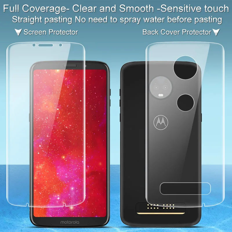 IMAK Hydrogel III пленка для Moto Z3 Play P30 защита экрана 2 шт полное покрытие мягкий передний, Задний защитный не стеклянный