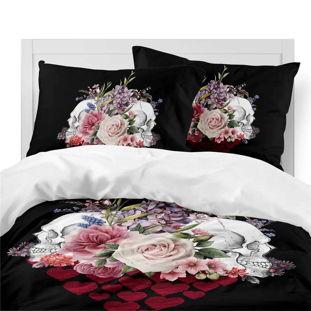 الأزواج السكر الجمجمة طقم سرير روز القلب مجموعة غطاء لحاف مطبوع عيد الحب الفراش ديكور غرفة نوم المخدة 3 قطعة D30 الأزواج السكر الجمجمة طقم سرير روز القلب مجموعة غطاء لحاف مطبوع عيد الحب الفراش ديكور غرفة نوم المخدة 3 قطعة D30