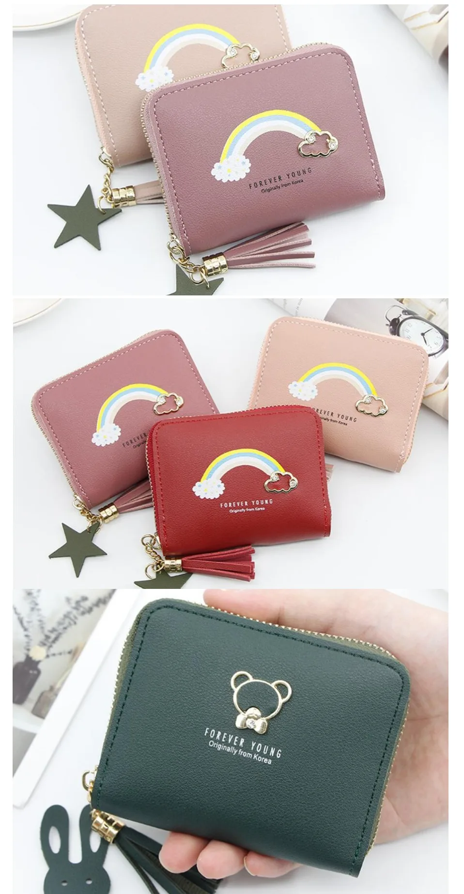 Purses woman wallet leather PU short small wallets female purse luxury brand red pink purses monederos para mujer cartera