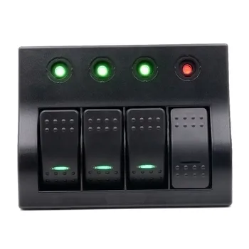 

4PIN Rocker Switch Panel 4 Gang Led Light Indicator Breaker Dc 12V Switch Panel On/ Off Waterproof For Car Boat Marine Bus