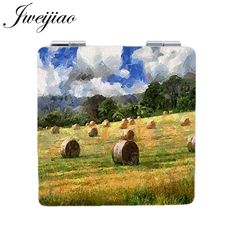 

JWEIJIAO Abstract Wheat field Pocket Mirrors Square Famous Paintings Art Vanity mirror PT30