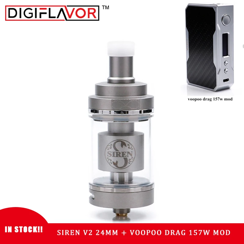 Original Digiflavor Siren V2 GTA MTL Tank 24mm Version 4.5ml with voopoo drag 157w mod  electronic cigarette best flavor Vape