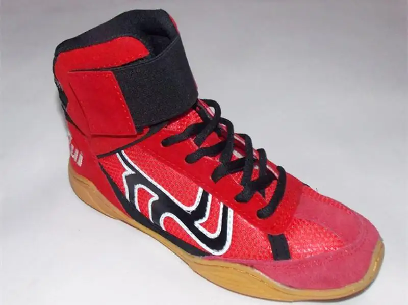 Красный борьба обувь дышащая кожаная обувь для борьбы для cometetion и обучение кунг-фу сапоги