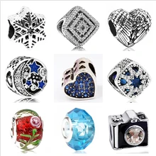 Btuamb простой Стиль Резные ЛЮБОВЬ, сердце, звезды хрустальные бусины, подходят к оригиналу Pandora, очаровательный Браслеты ожерелья Для женщин "сделай сам" для изготовления ювелирных украшений