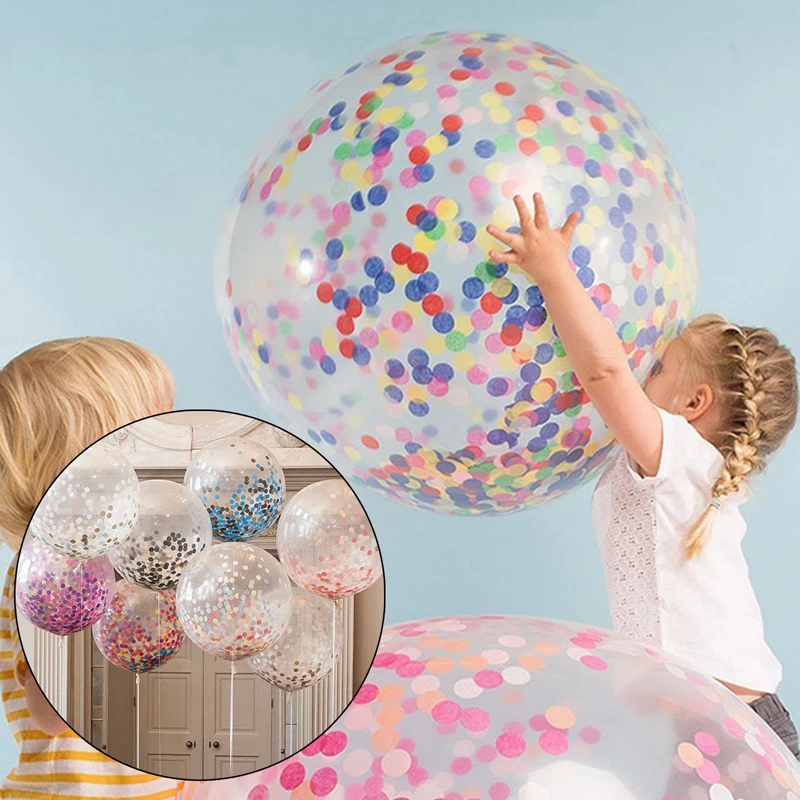 1Pcs 36" Jumbo Clear Confetti Filled Paper Balloons Wedding Birthday