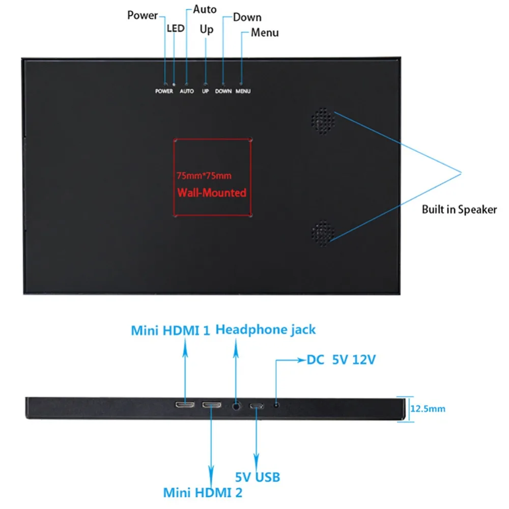 10," 2 K портативный монитор 2 mini hdmi ips дисплей светодиодный ЖК-дисплей для raspberry pi игровой PS4 компьютер xbox переключатель с 12 В/5 В